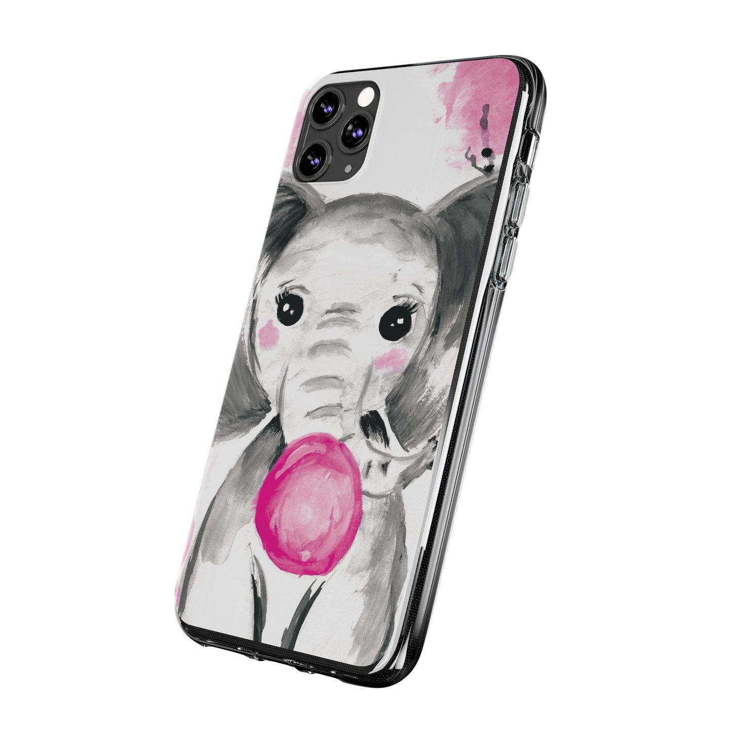 Little Elephant with pink bubblegum without AI - Soft Phone Cases