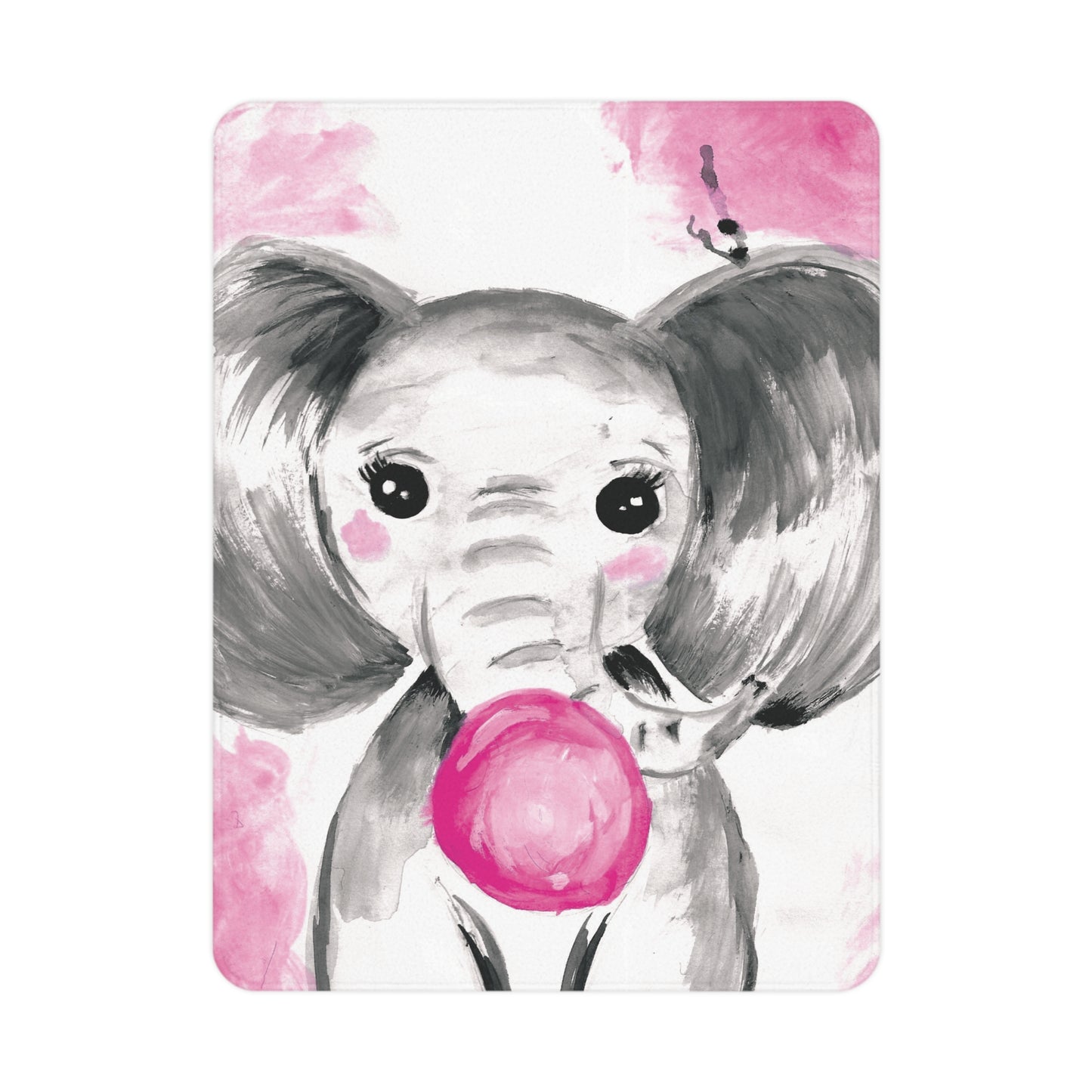 Little Elephant with pink bubblegum without AI - Toddler Blanket