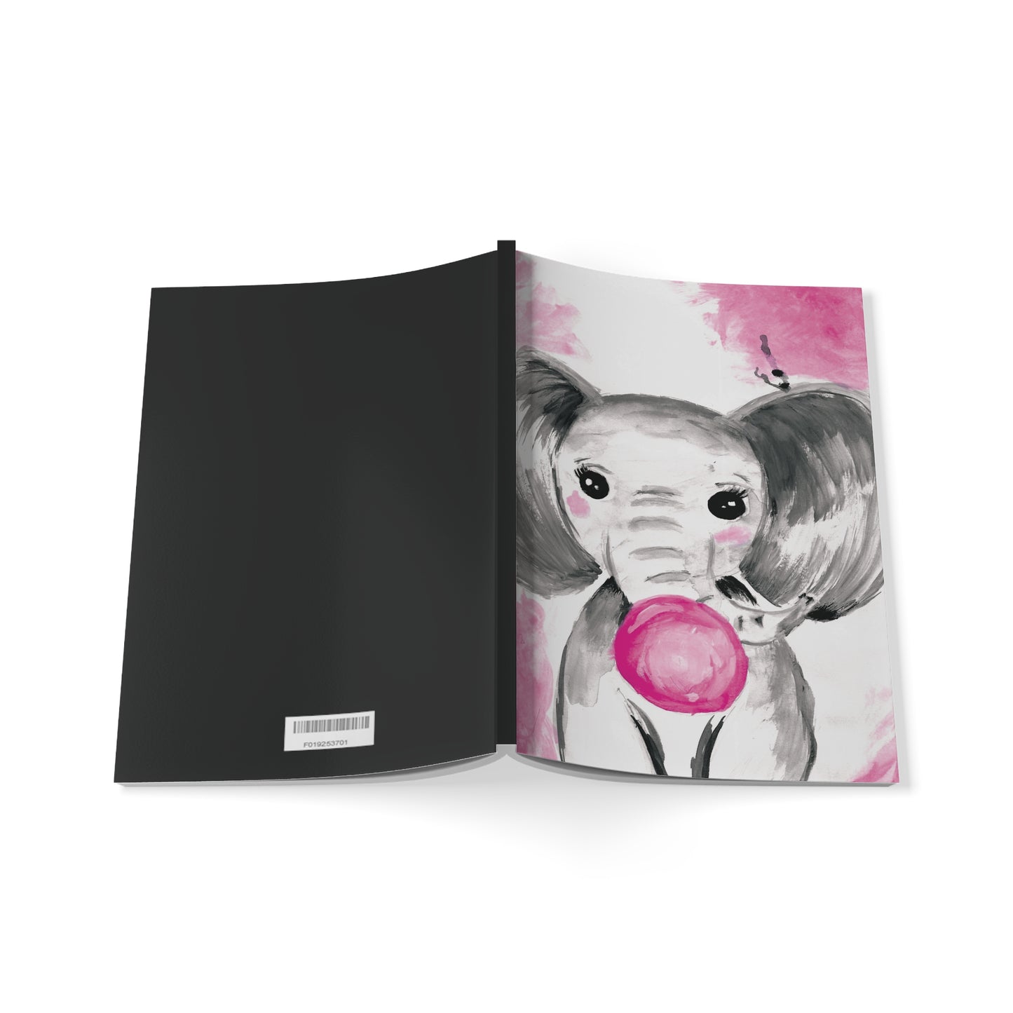 Little Elephant with pink bubblegum without AI - Softcover Notebook, A5