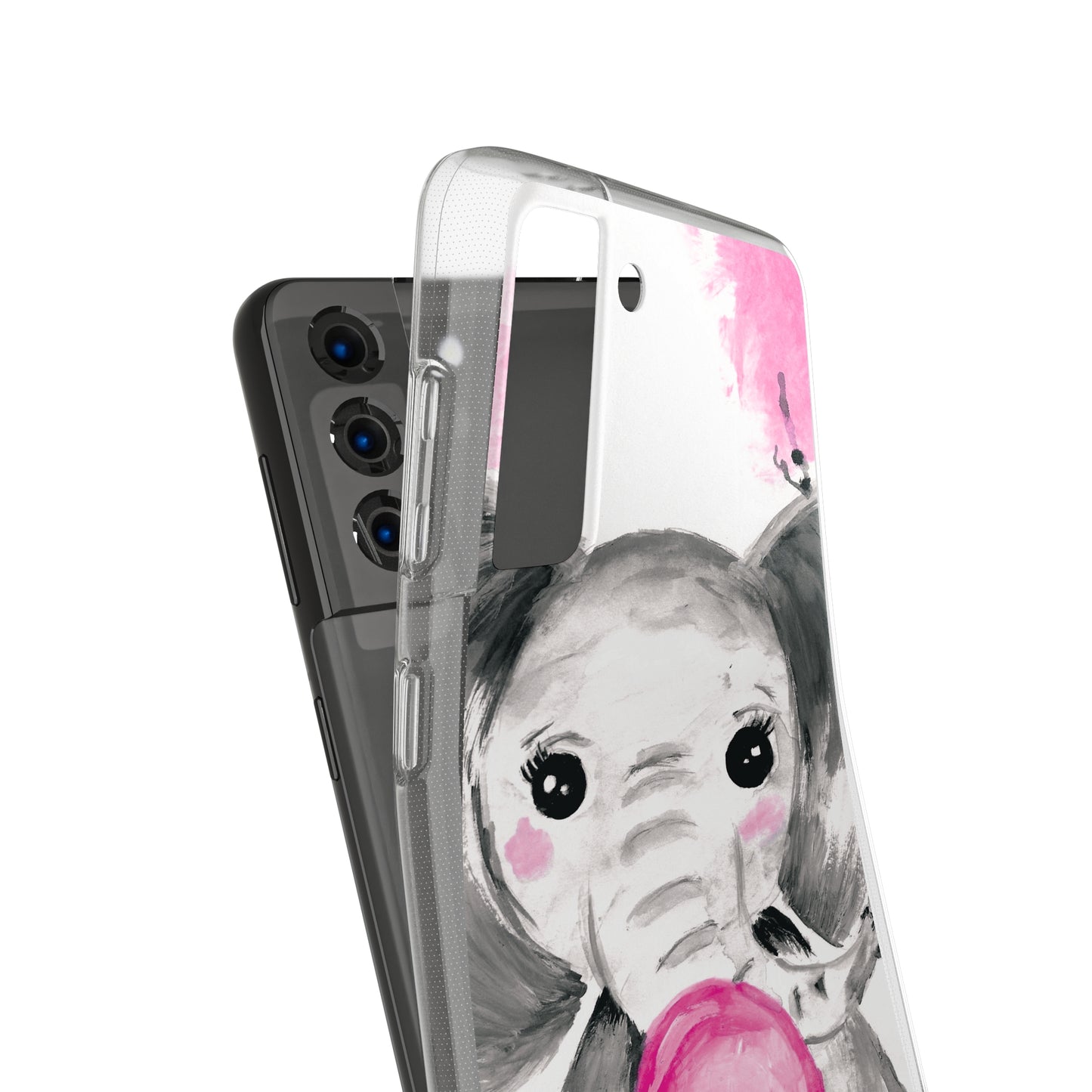 Little Elephant with pink bubblegum without AI - Soft Phone Cases