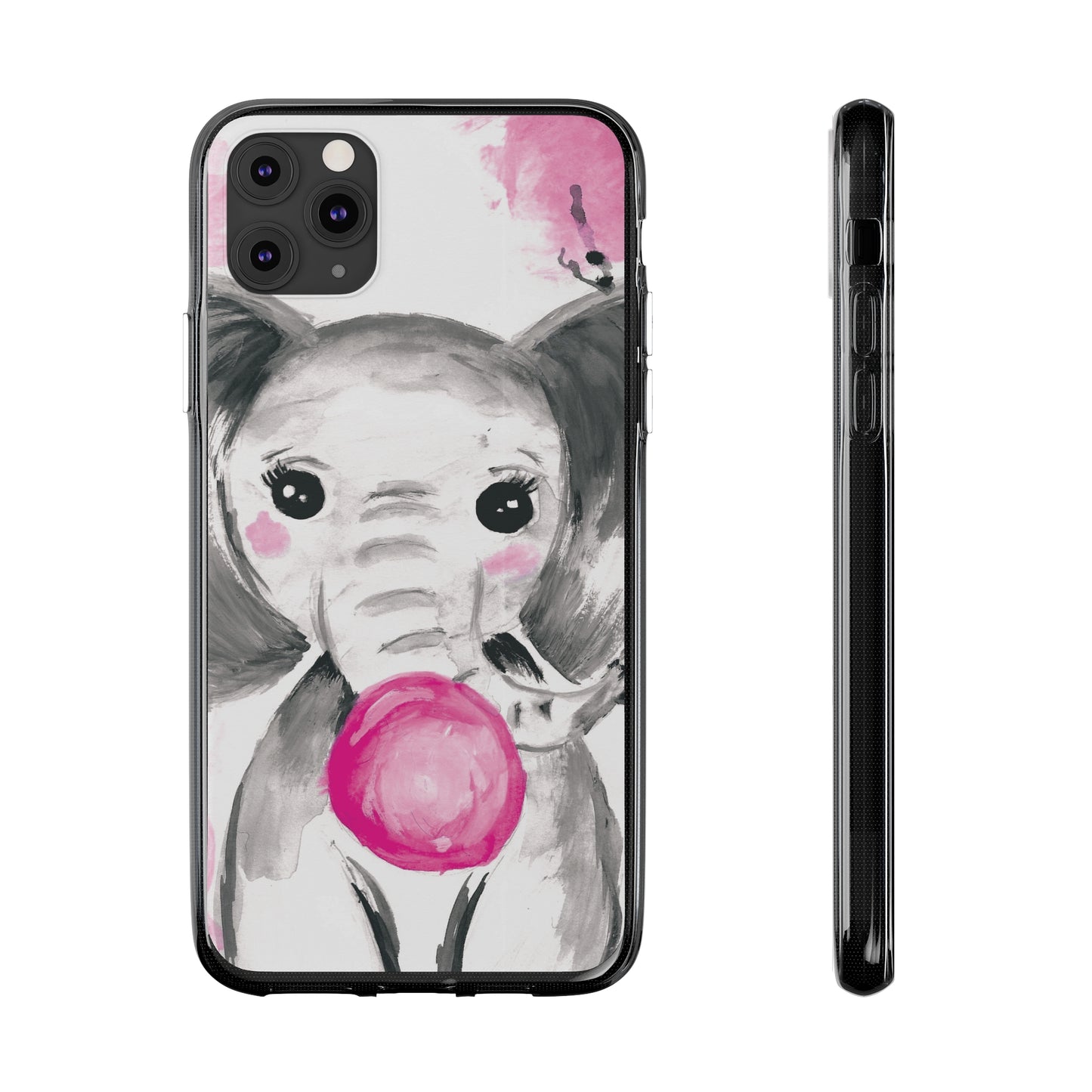 Little Elephant with pink bubblegum without AI - Soft Phone Cases