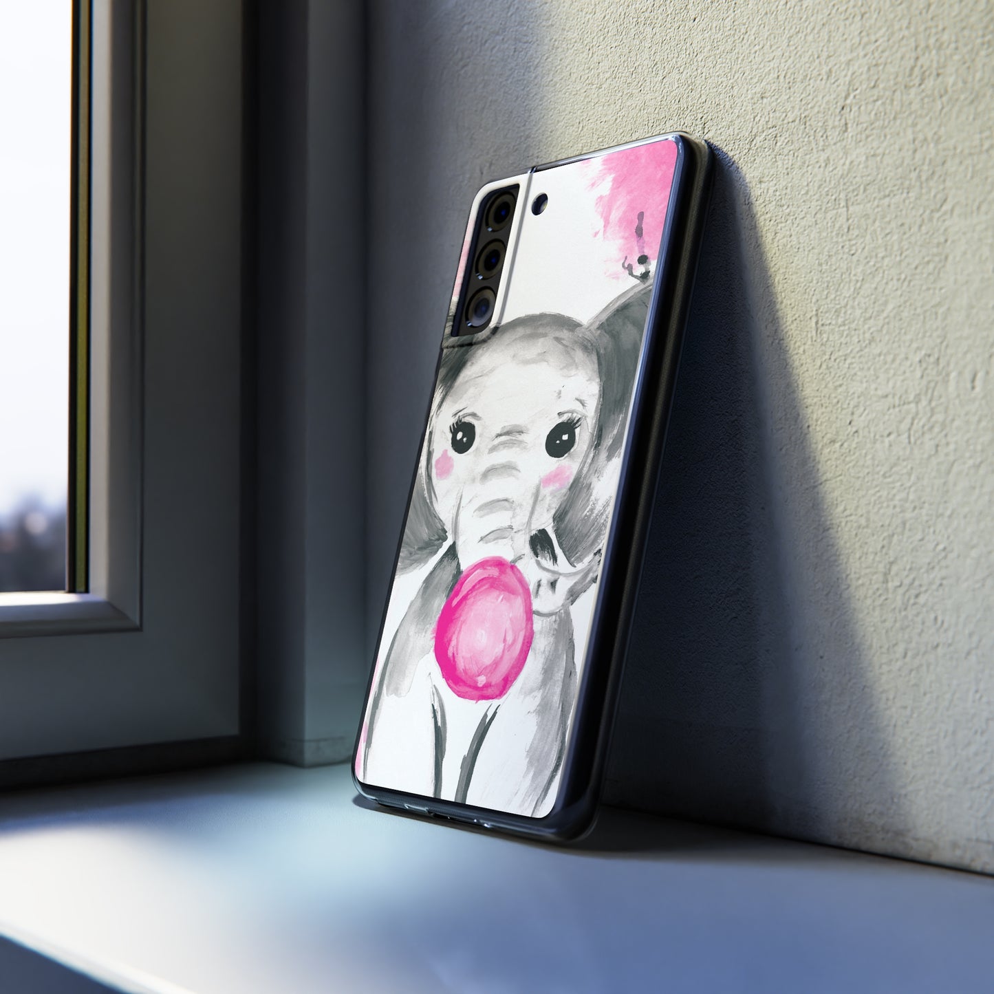 Little Elephant with pink bubblegum without AI - Soft Phone Cases