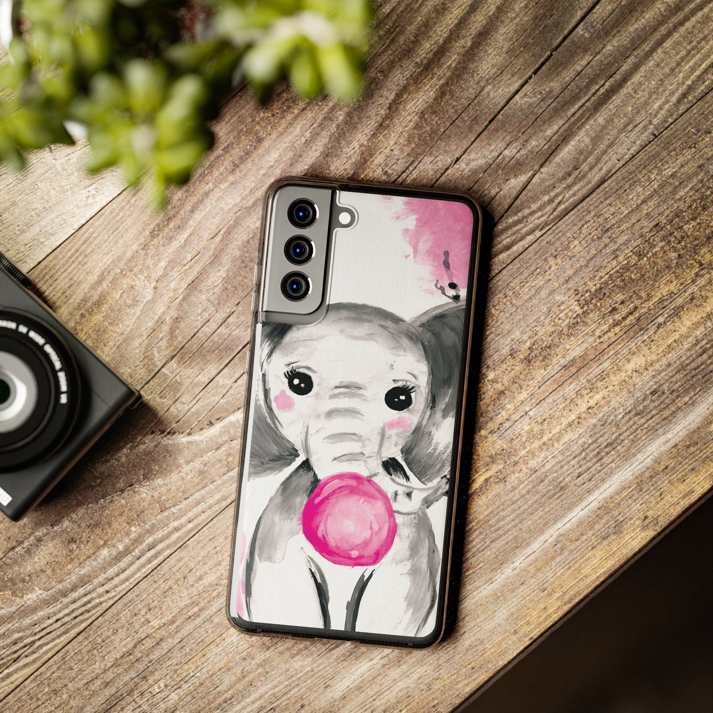 Little Elephant with pink bubblegum without AI - Soft Phone Cases