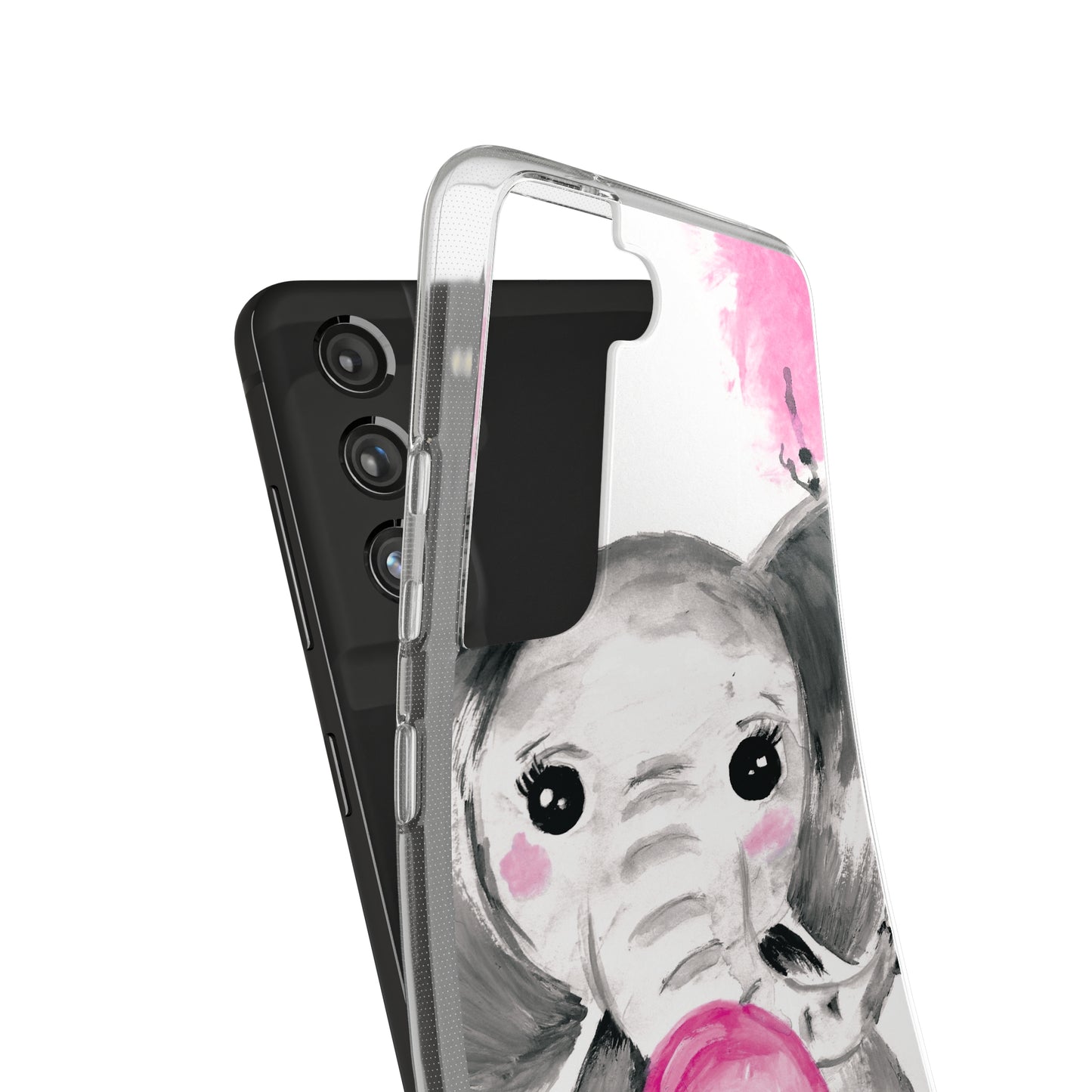 Little Elephant with pink bubblegum without AI - Soft Phone Cases