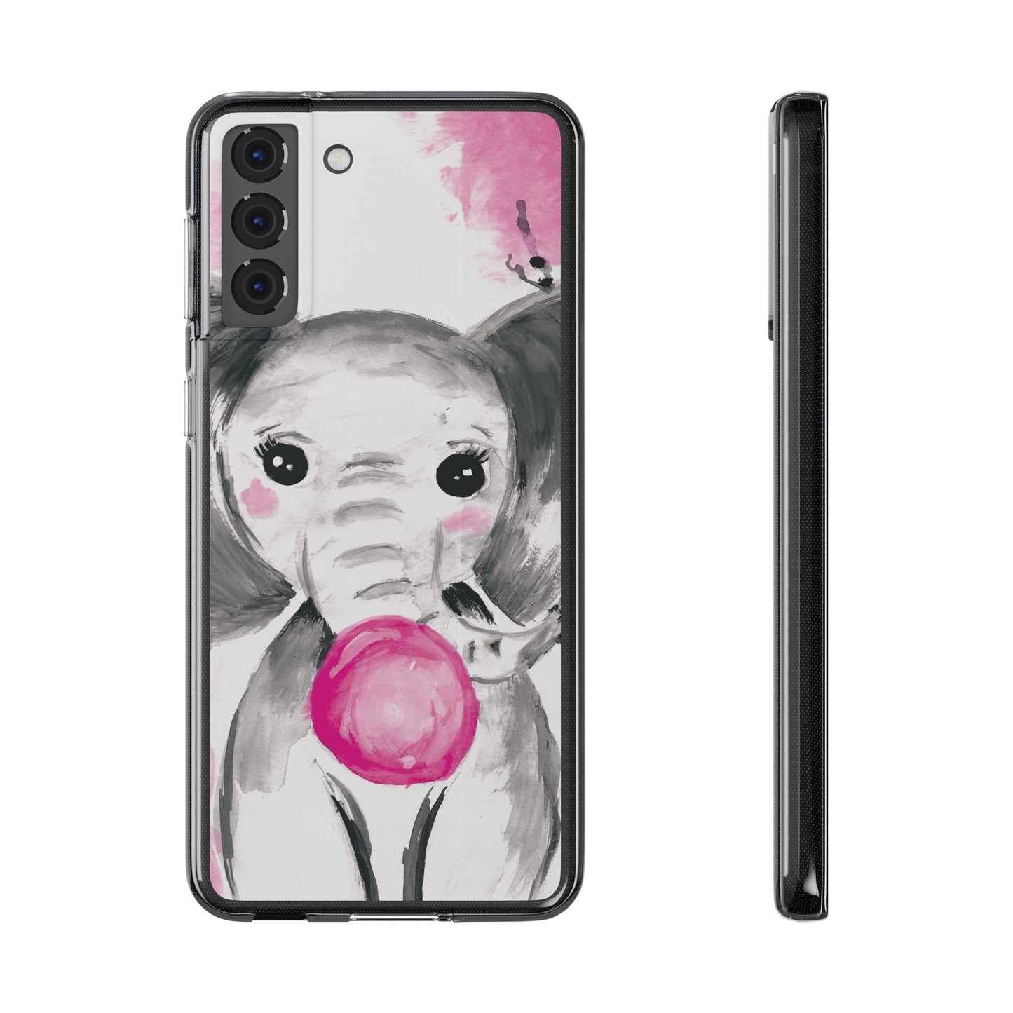 Little Elephant with pink bubblegum without AI - Soft Phone Cases