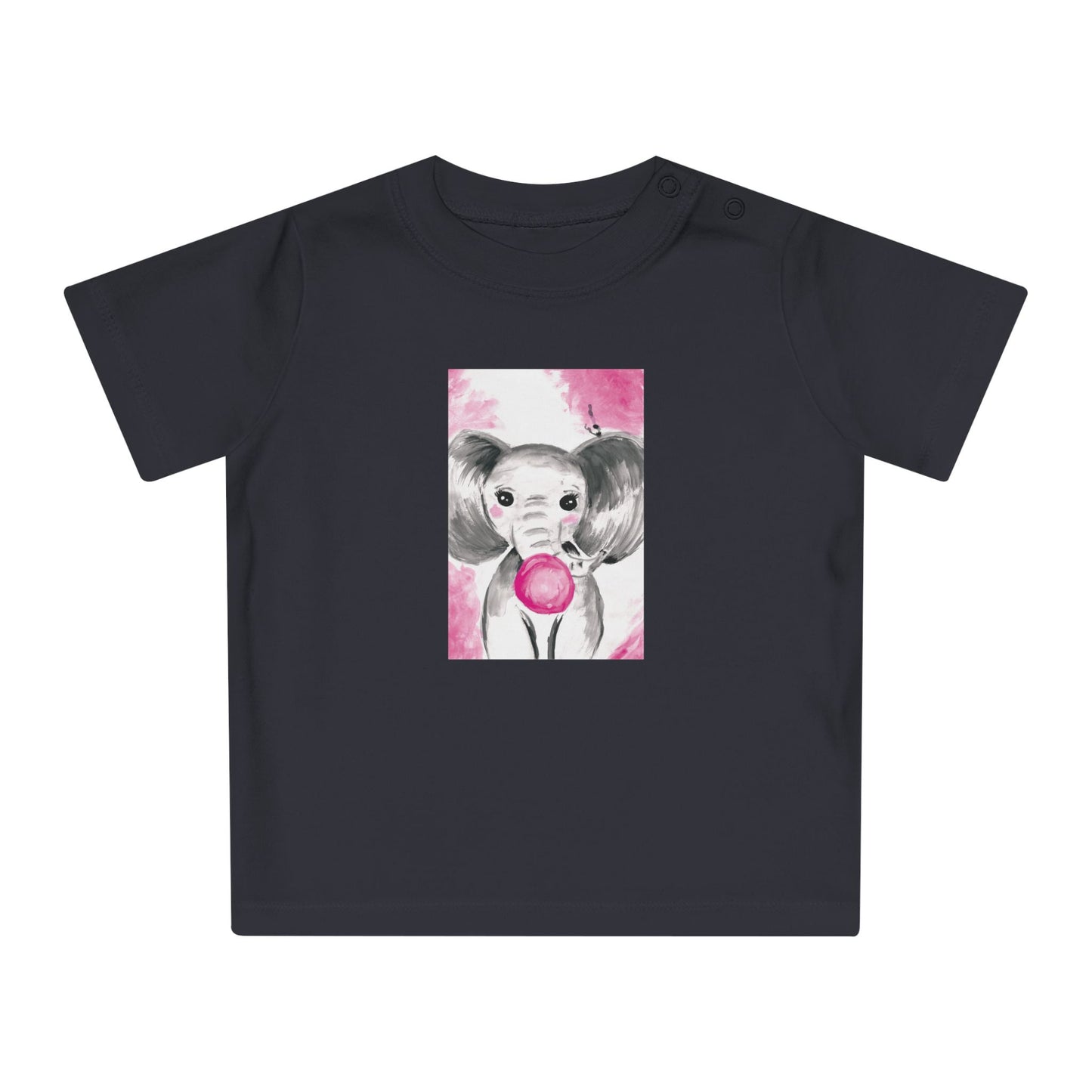 Little Elephant with pink bubblegum without AI - Baby T-Shirt