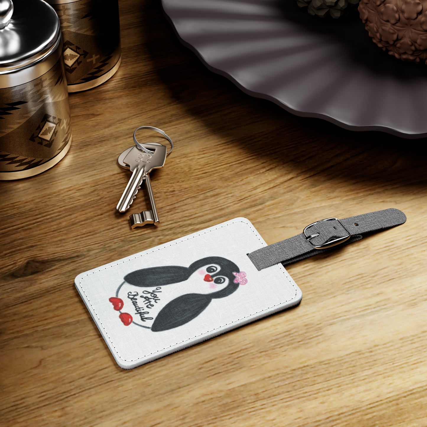 Little penguin beautiful - Saffiano Polyester Luggage Tag, Rectangle