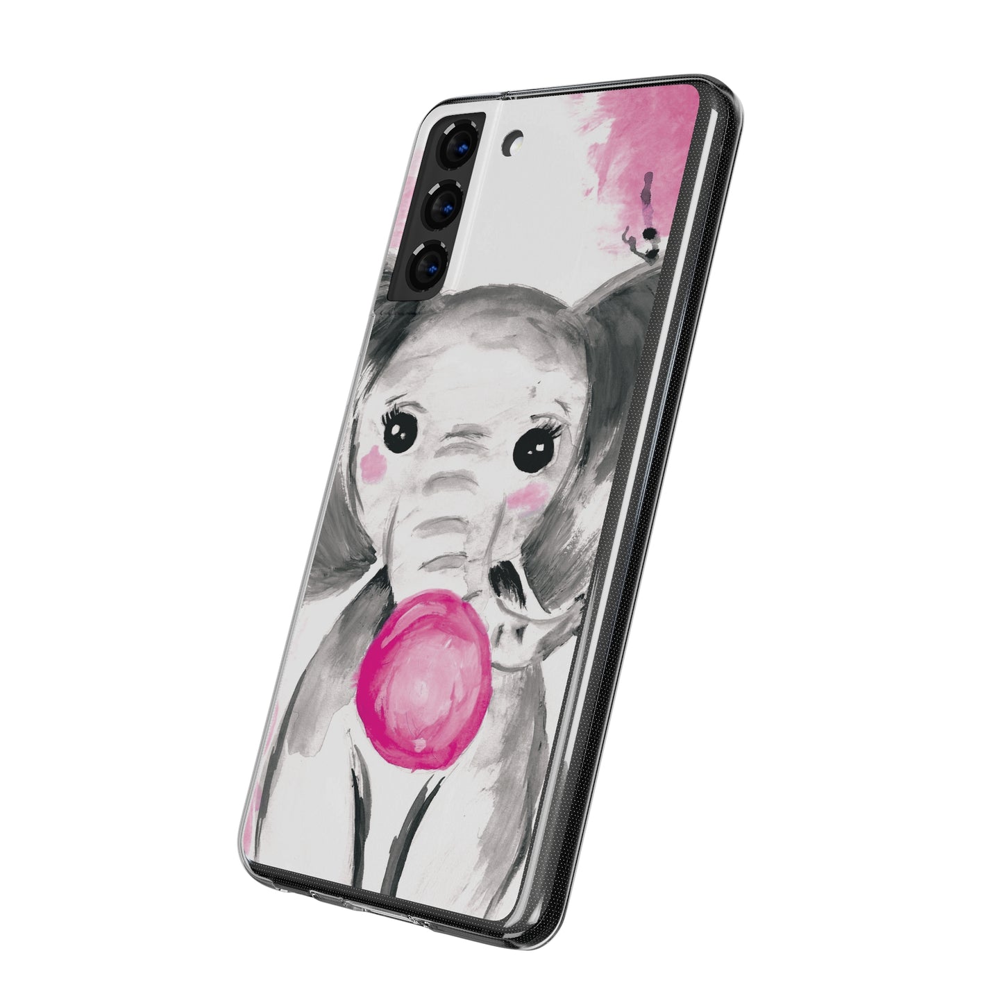 Little Elephant with pink bubblegum without AI - Soft Phone Cases
