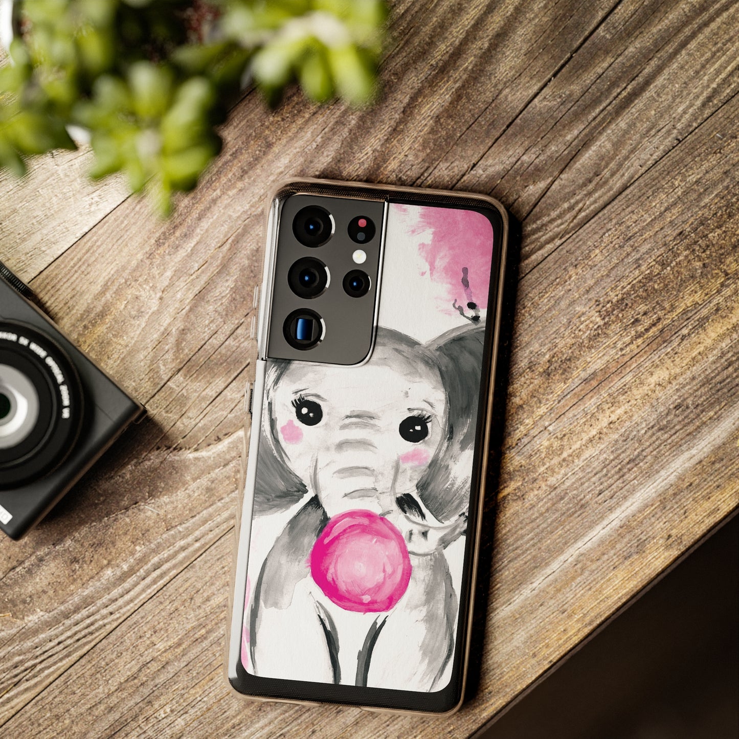 Little Elephant with pink bubblegum without AI - Soft Phone Cases