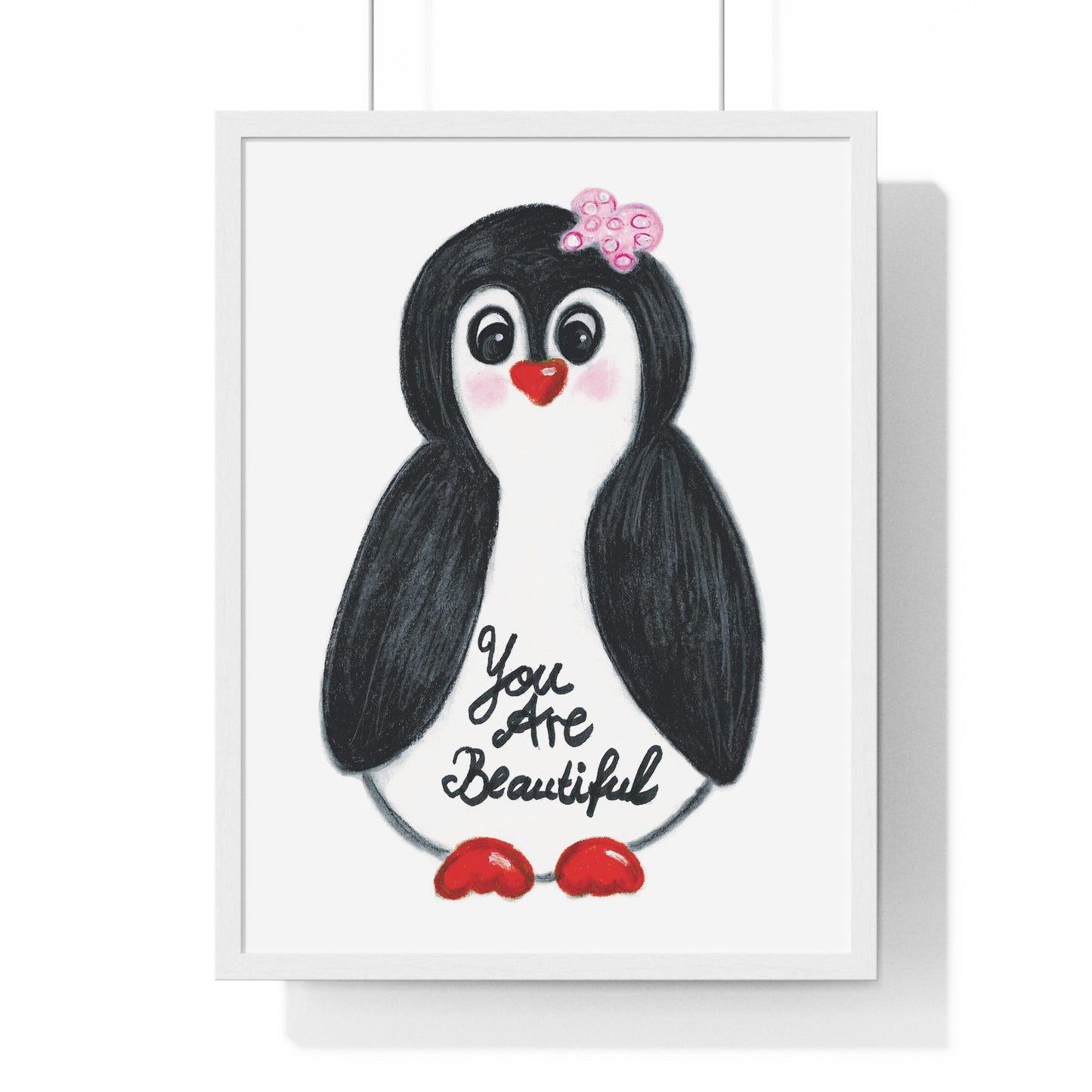 Little penguin beautiful - Vertical Framed Poster