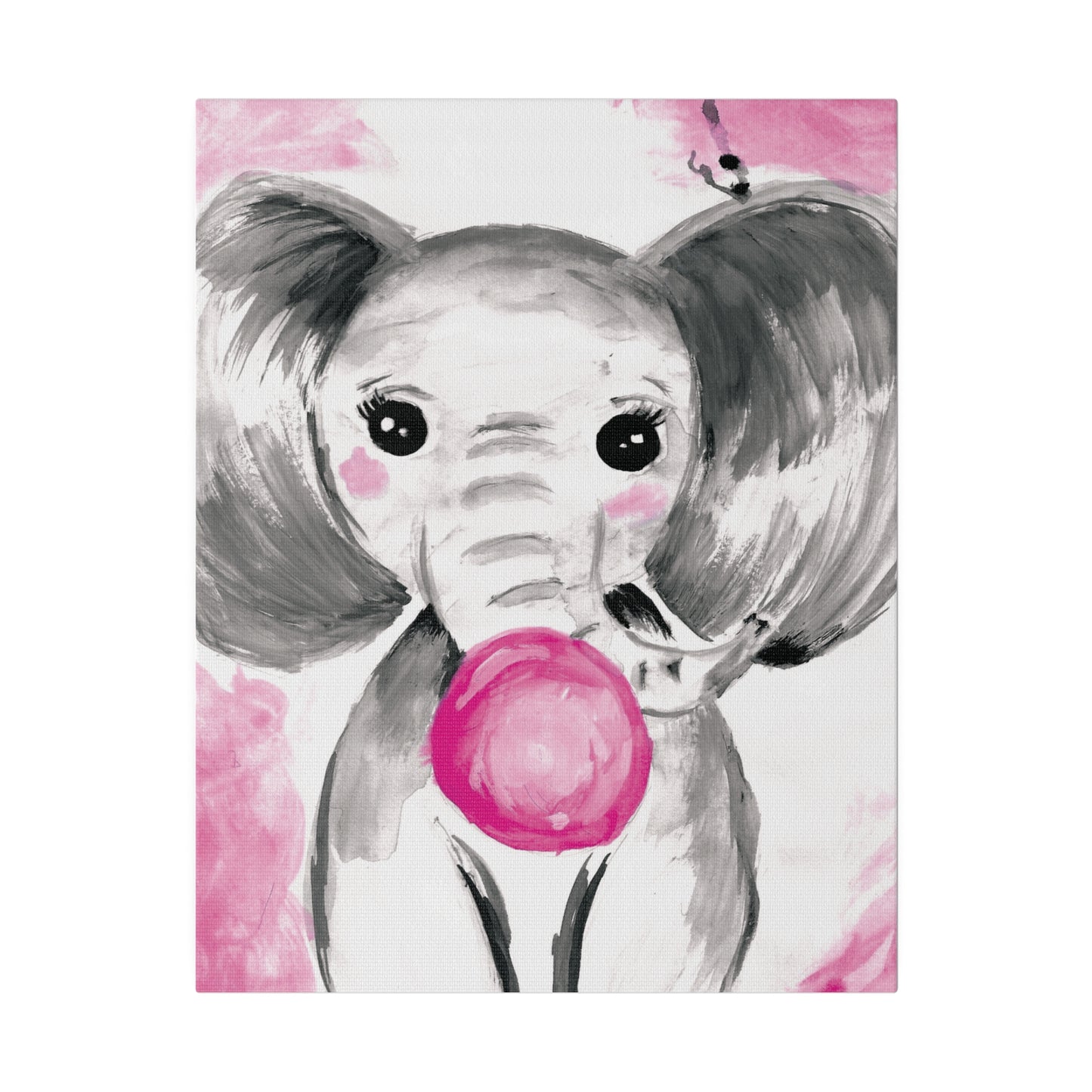 Little Elephant with pink bubblegum without AI - Matte Canvas, Stretched, 0.75"