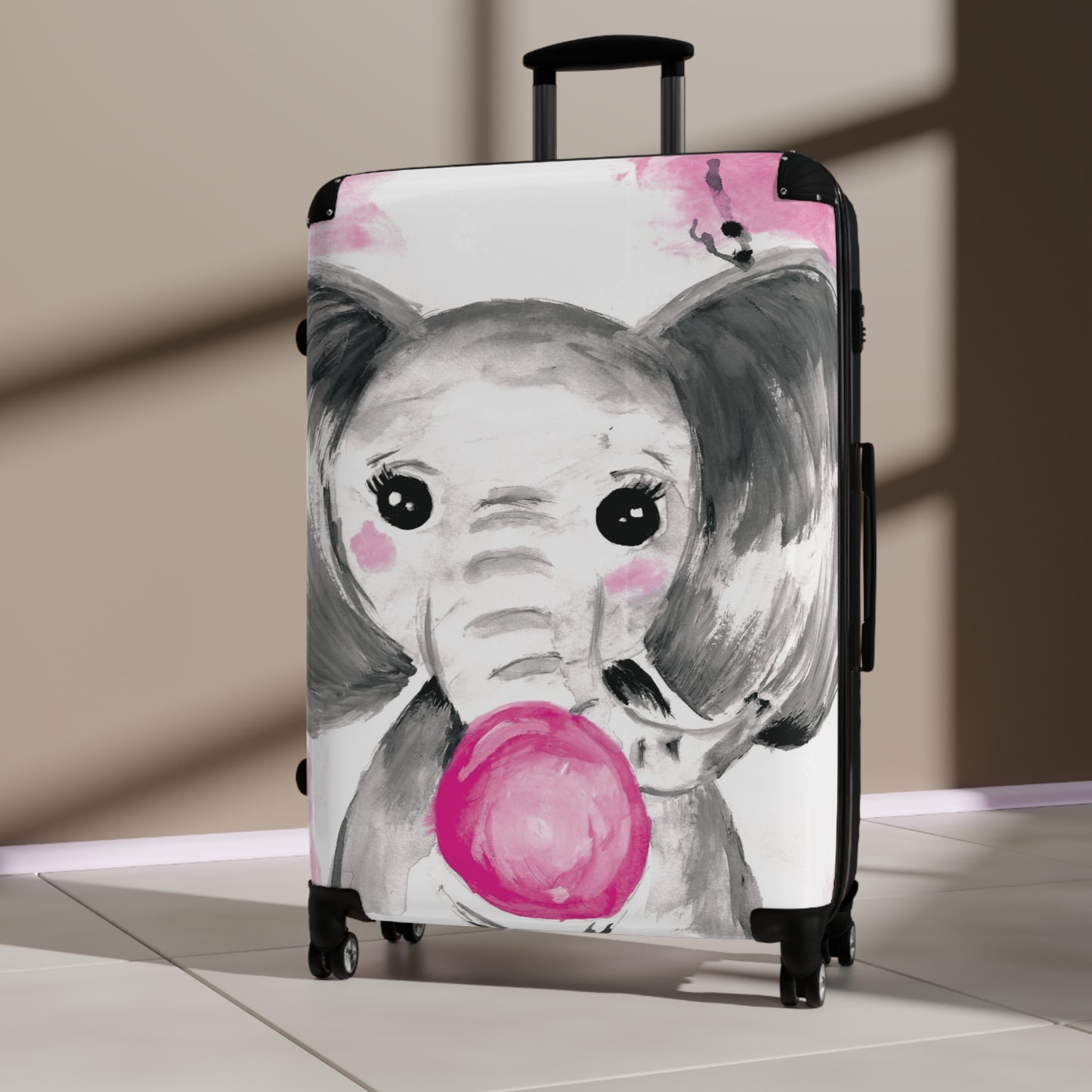 Little Elephant with pink bubblegum without AI - Suitcases