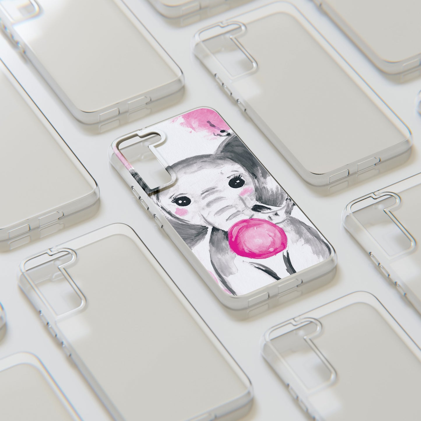 Little Elephant with pink bubblegum without AI - Soft Phone Cases