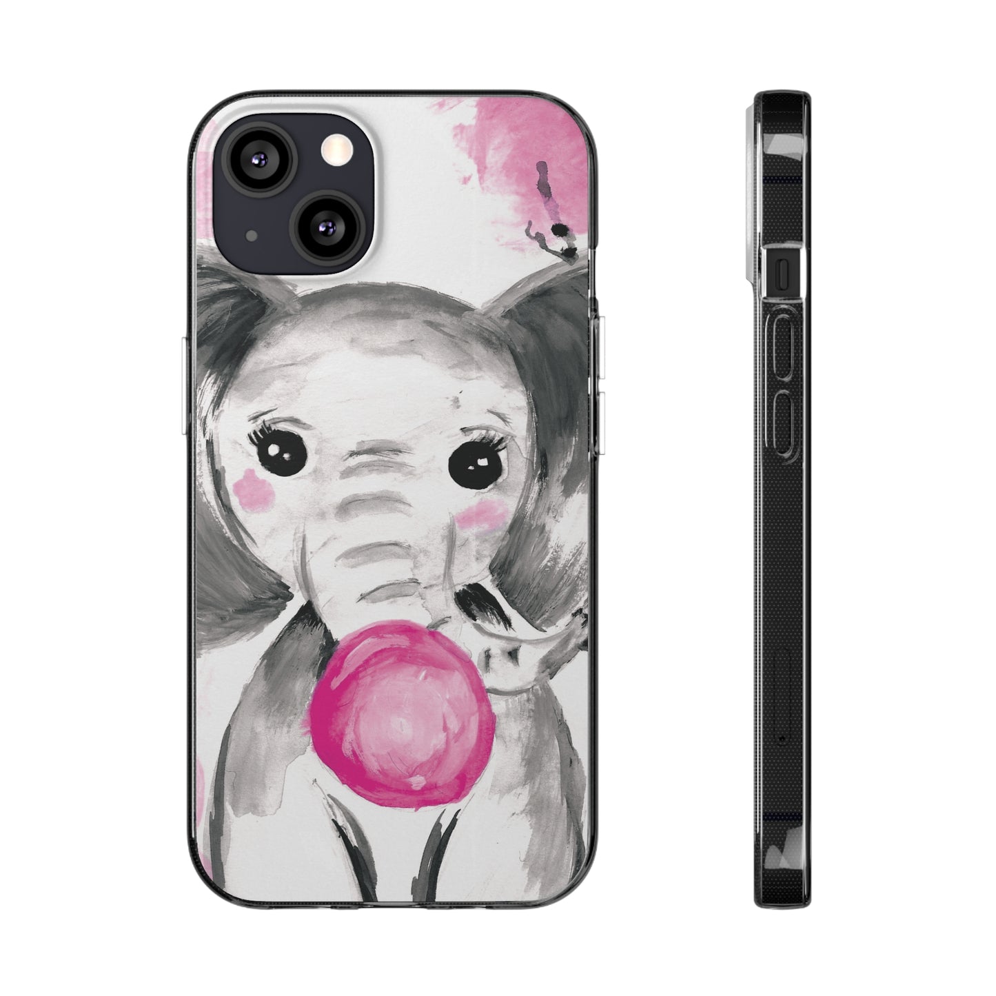 Little Elephant with pink bubblegum without AI - Soft Phone Cases
